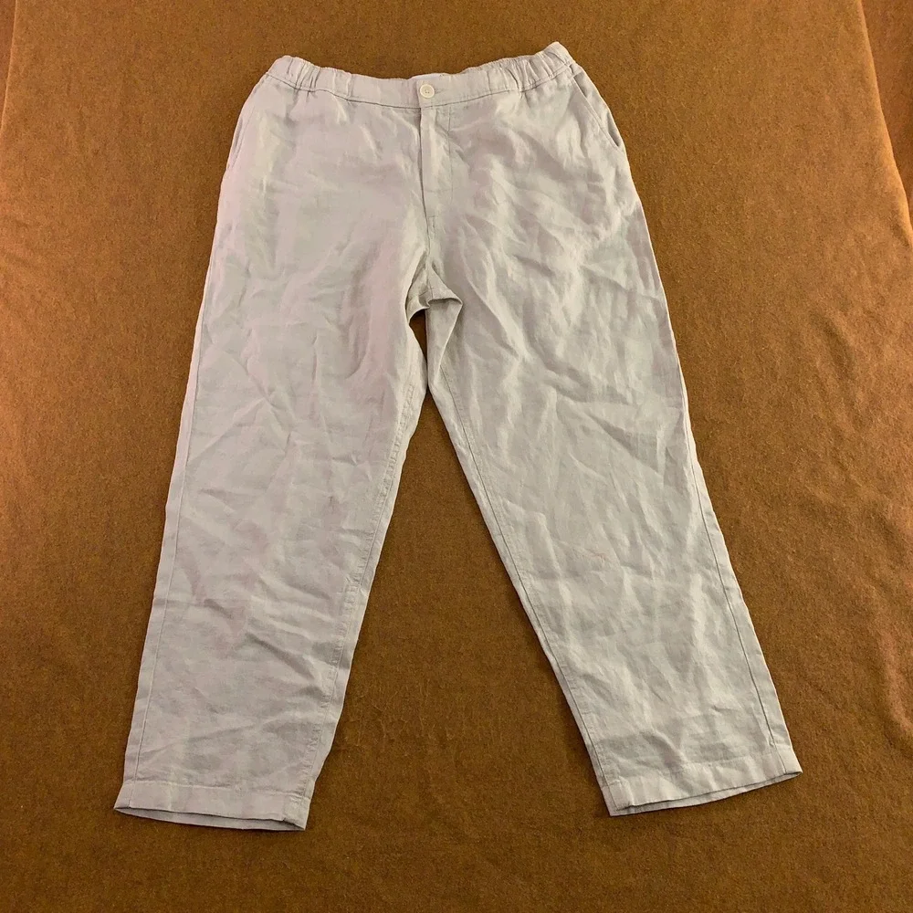 Wax London Mens 36 Beige 100% Linen Kurt Button Relaxed Trousers Pants New